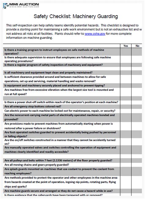 milling machine safety checklist